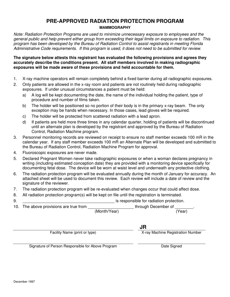 Radiation Protection Program for Mammography Registrants - Florida, Page 2