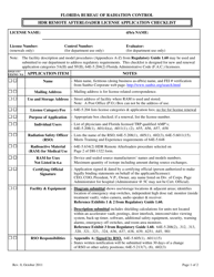 Document preview: Hdr Remote Afterloader License Application Checklist - Florida