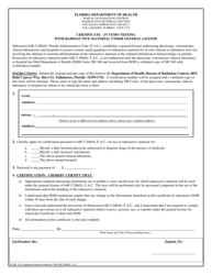 Form DH360 Certificate - in Vitro Testing With Radioactive Material Under General License - Florida