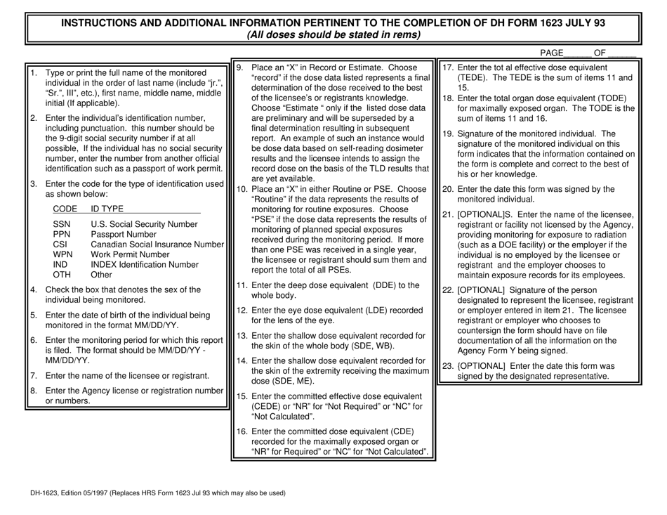 Form DH1623 Cumulative Occupational Exposure History - Florida, Page 2