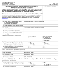 Document preview: Form SSA-7-F6 Application for Parent's Insurance Benefits