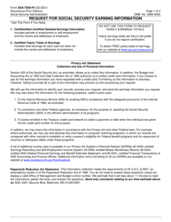 Form SSA-7050-F4 Request for Social Security Earning Information