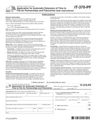 Form IT-370-PF Application for Automatic Extension of Time to File for Partnerships and Fiduciaries - New York