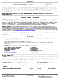 Document preview: DD Form 2653 Involuntary Allotment Application