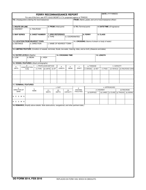DD Form 3014 Ferry Reconnaissance Report