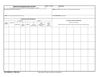 Document preview: DD Form 3011 Bridge Reconnaissance Report