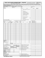 DD Form 365-4 (F) Weight and Balance Clearance Form - Transport