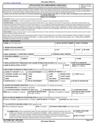 DD Form 1607 Application for Homeowners Assistance, Page 2