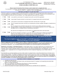 Document preview: Form DS-82 U.S. Passport Renewal Application for Eligible Individuals