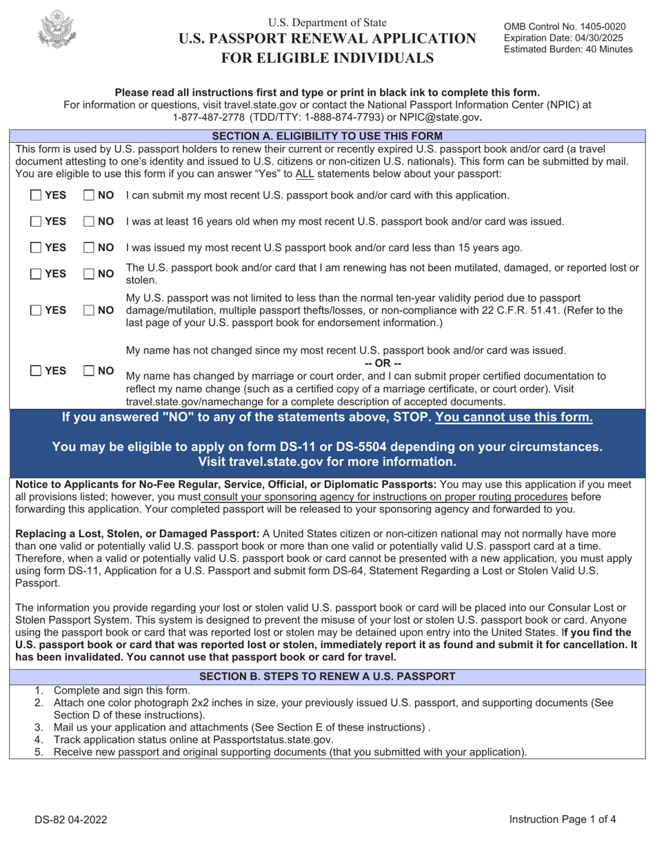 Form DS 82 Fill Out Sign Online And Download Printable PDF Templateroller