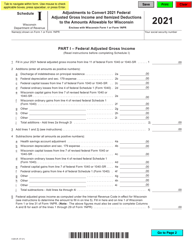 Document preview: Form I-028 Schedule I Adjustments to Convert Federal Adjusted Gross Income and Itemized Deductions to the Amounts Allowable for Wisconsin - Wisconsin