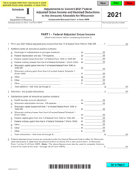 Form I-028 Schedule I Adjustments to Convert Federal Adjusted Gross Income and Itemized Deductions to the Amounts Allowable for Wisconsin - Wisconsin