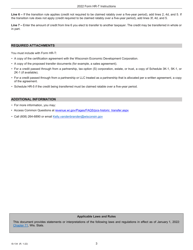 Instructions for Form HR-T, IC-134 Transfer of Supplement to the Federal Historic Rehabilitation Credit - Wisconsin, Page 3