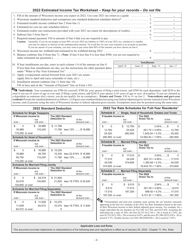 Instructions for Form 1-ES Estimated Income Tax for Individuals, Estates, and Trusts - Wisconsin, Page 2