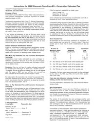 Document preview: Instructions for Form CORP-ES Wisconsin Corporation Estimated Tax Voucher - Wisconsin