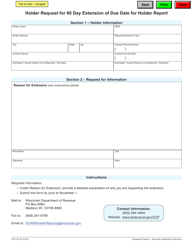 Document preview: Form UCP-135 Holder Request for 60 Day Extension of Due Date for Holder Report - Wisconsin