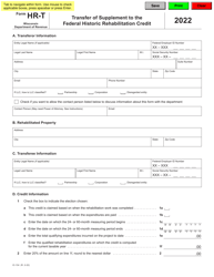 Document preview: Form HR-T (IC-134) Transfer of Supplement to the Federal Historic Rehabilitation Credit - Wisconsin