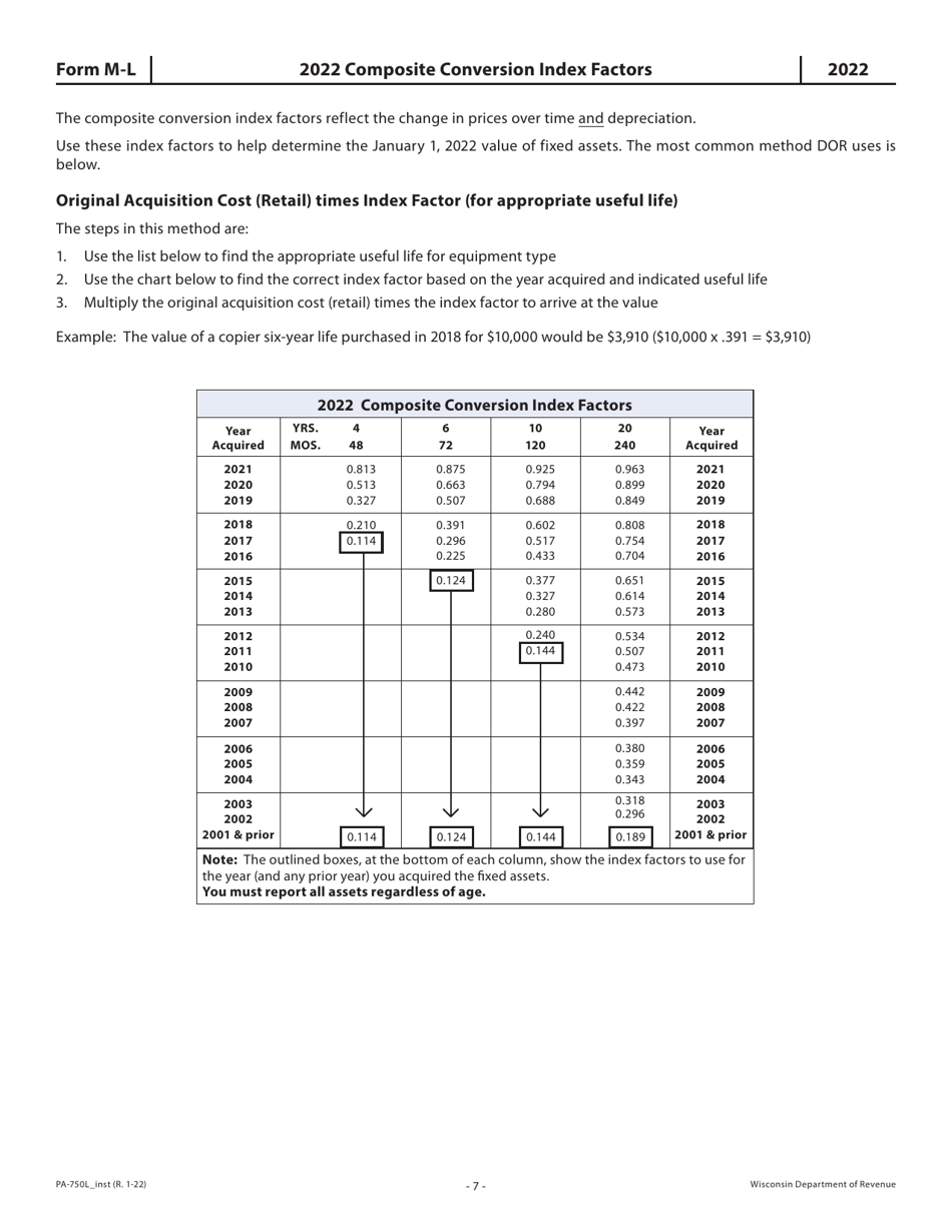 Instructions for Form M-L, PA-750L Wisconsin Leased, Rented or Loaned Personal Property Return - Wisconsin, Page 7