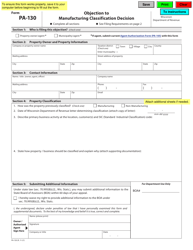 Document preview: Form PA-130 Objection to Manufacturing Classification Decision - Wisconsin
