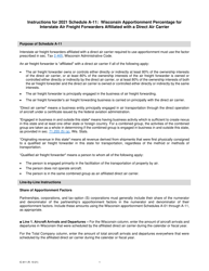 Instructions for Form IC-309 Schedule A-11 Wisconsin Apportionment Percentage for Interstate Air Freight Forwarders Affiliated With a Direct Air Carrier - Wisconsin