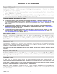 Instructions for Form IC-034 Schedule HR Wisconsin Historic Rehabilitation Credits - Wisconsin