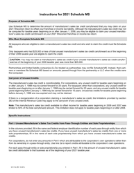 Instructions for Form IC-014 Schedule MS Wisconsin Manufacturer&#039;s Sales Tax Credit Carryforward Allowable - Wisconsin