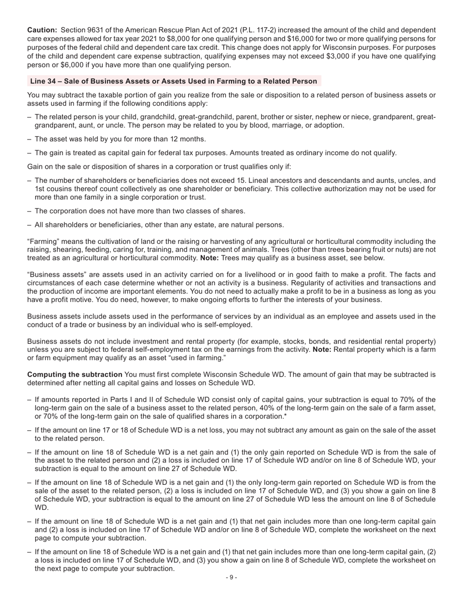 Instructions for Form I-053I Schedule M Additions to and Subtractions From Income - Wisconsin, Page 10