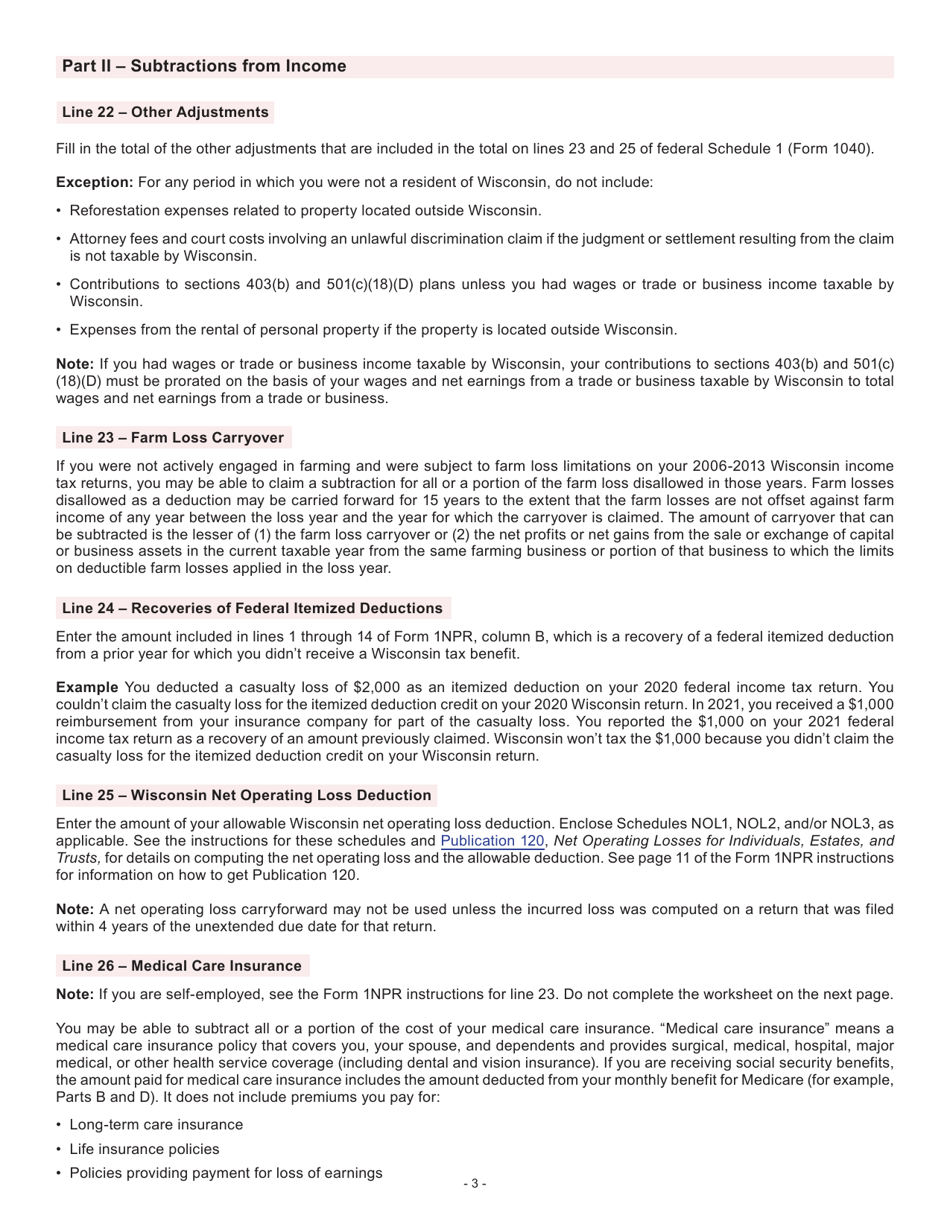 Instructions for Form I-053I Schedule M Additions to and Subtractions From Income - Wisconsin, Page 4