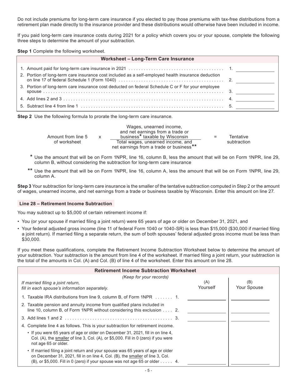 Instructions for Form I-053I Schedule M Additions to and Subtractions From Income - Wisconsin, Page 6