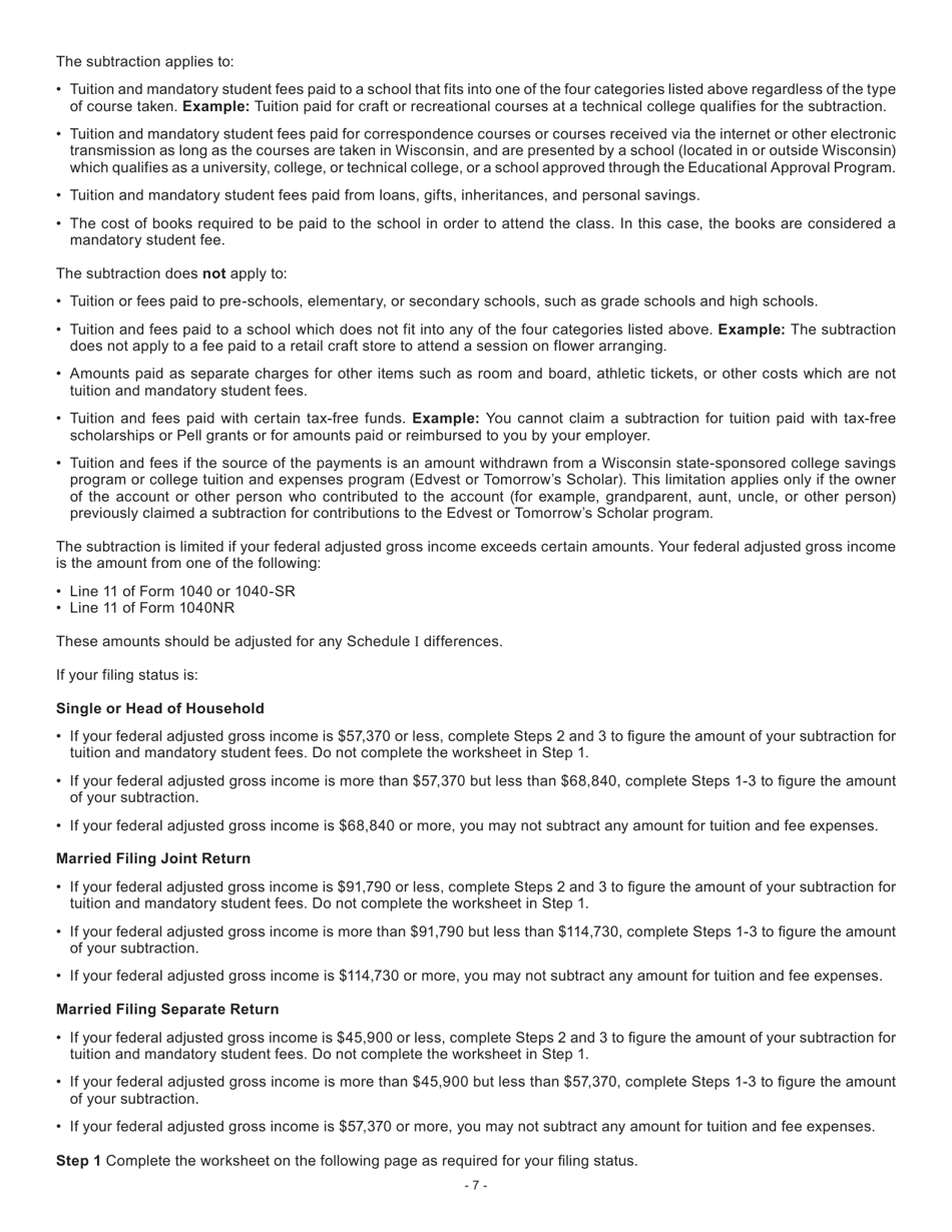 Instructions for Form I-053I Schedule M Additions to and Subtractions From Income - Wisconsin, Page 8