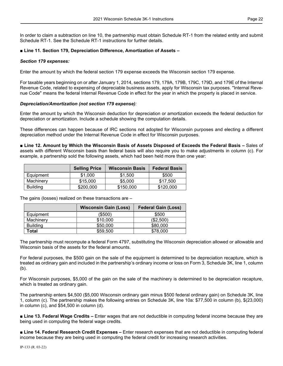 Instructions for Form IP-032 Schedule 3K-1 Partners Share of Income, Deductions, Credits, Etc. - Wisconsin, Page 23