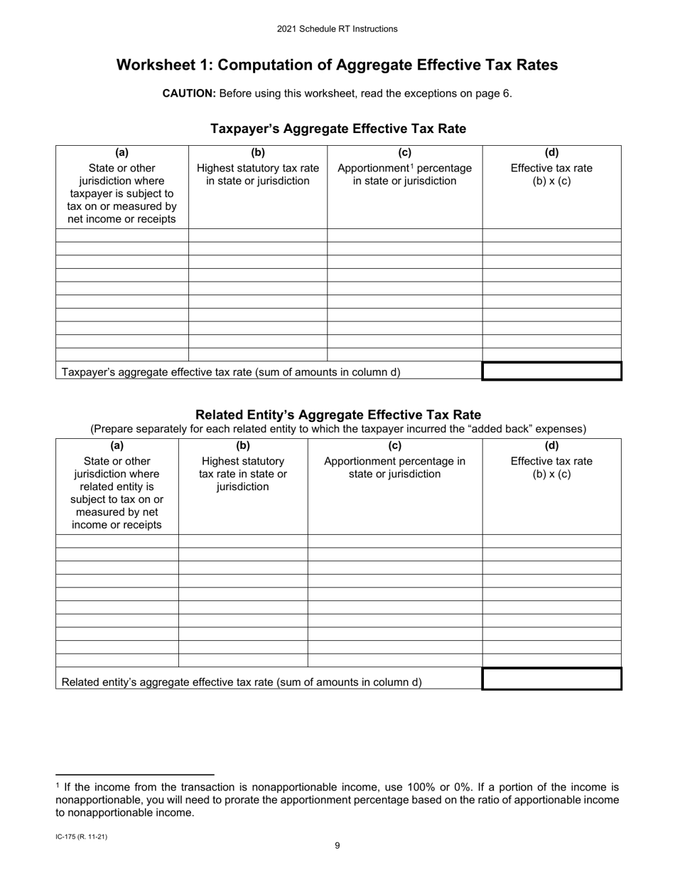 Instructions for Form IC-075 Schedule RT Wisconsin Related Entity Expenses Disclosure Statement - Wisconsin, Page 9