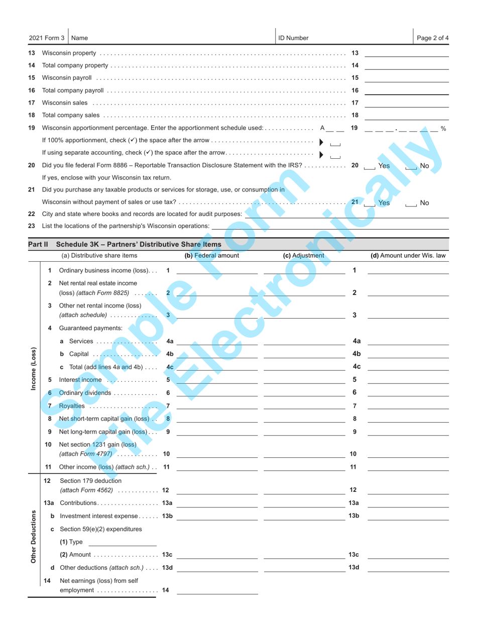Form 3 (IP-030) Wisconsin Partnership Return - Sample - Wisconsin, Page 2
