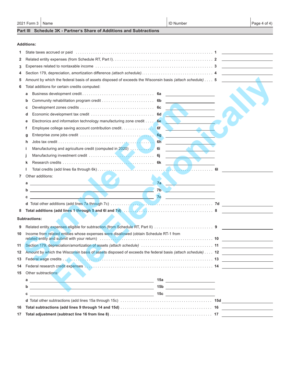 Form 3 (IP-030) Wisconsin Partnership Return - Sample - Wisconsin, Page 4