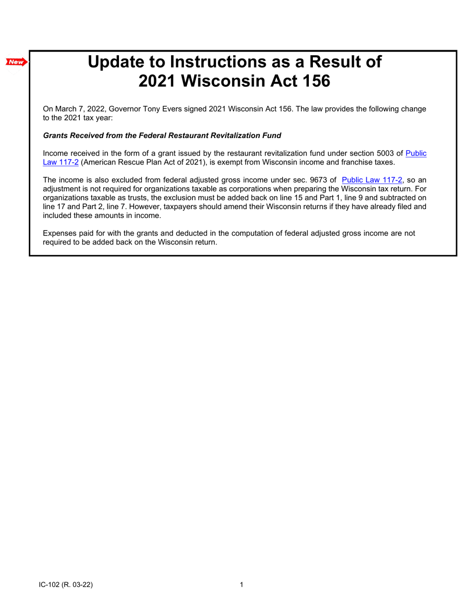 Instructions for Form 4T, IC-002 Wisconsin Exempt Organization Business Franchise or Income Tax Return - Wisconsin, Page 1