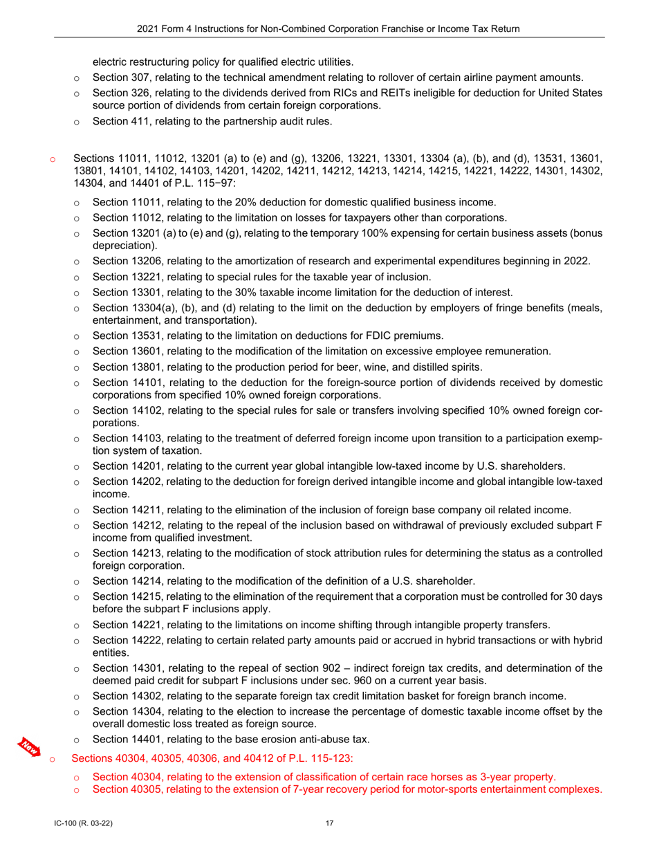 Instructions for Form 4, IC-040 Wisconsin Non-combined Corporation Franchise or Income Tax Return - Wisconsin, Page 17