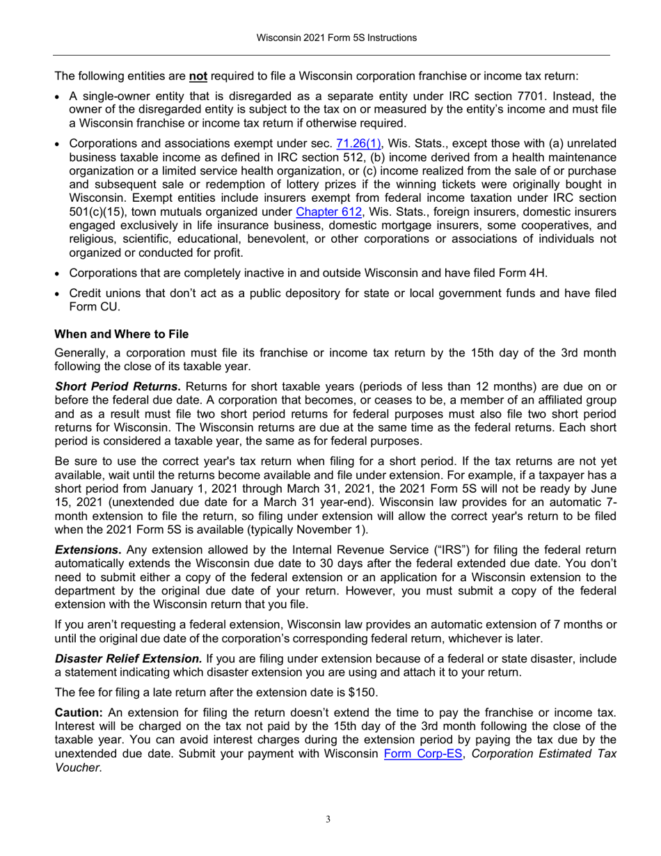 Instructions for Form 5S, IC-049 Wisconsin Tax-Option (S) Corporation Franchise or Income Tax Return - Wisconsin, Page 4