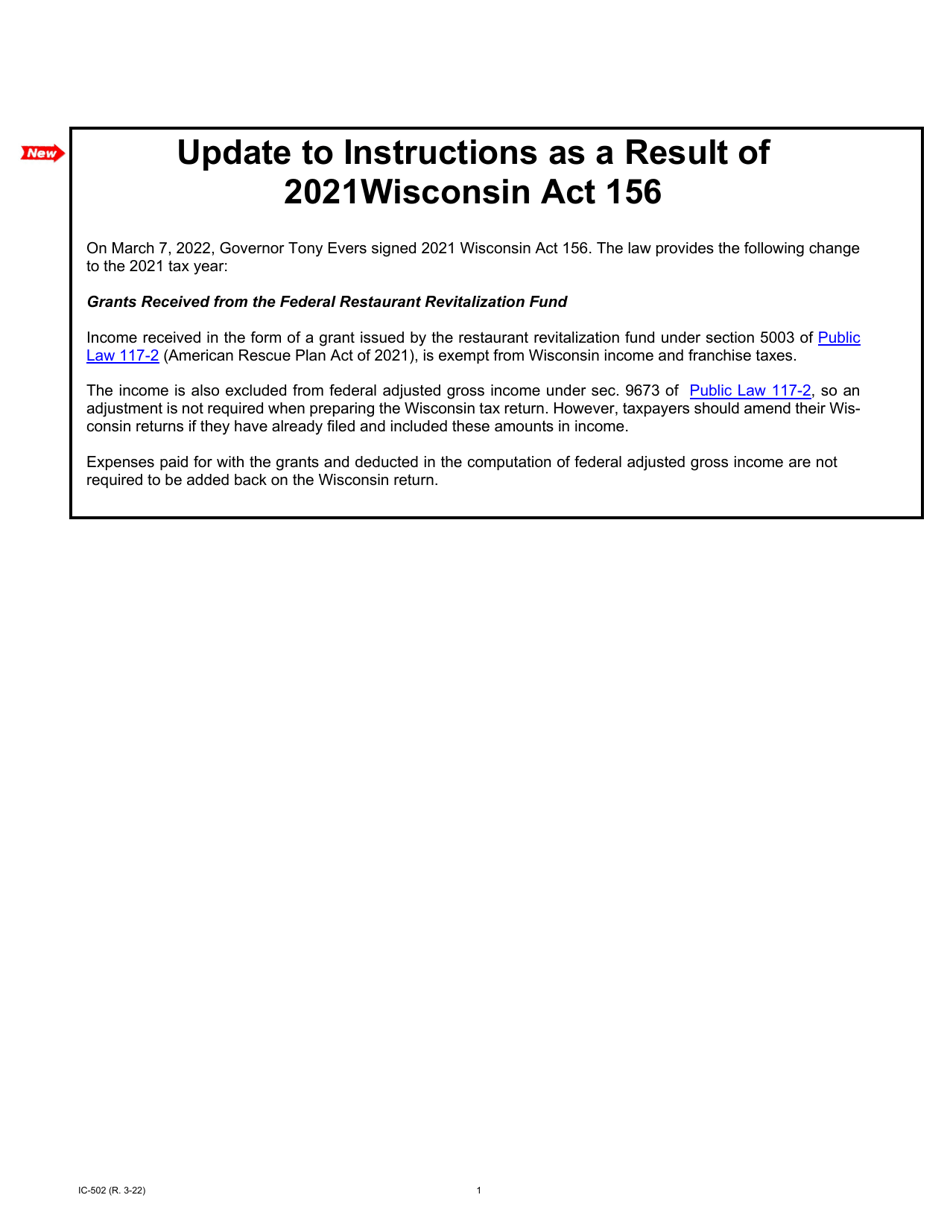 Instructions for Form 6I, IC-402 Wisconsin Adjustment for Insurance Companies - Wisconsin, Page 1