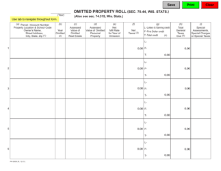 Document preview: Form PA-5/659 Omitted Property Roll - Wisconsin