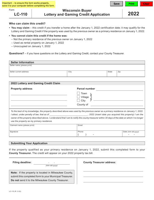 Form LC-110 2022 Printable Pdf