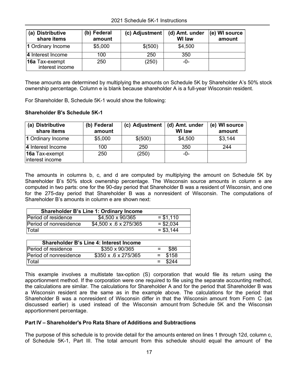 Instructions for Form IC-056 Schedule 5K-1 Tax-Option (S) Corporation Shareholders Share of Income, Deductions, Credits, Etc. - Wisconsin, Page 18