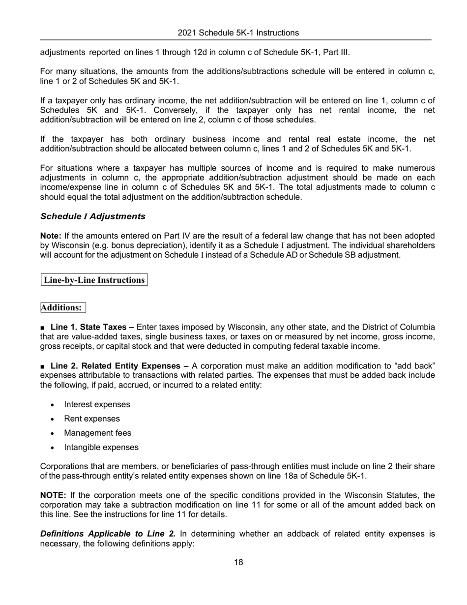 Instructions for Form IC-056 Schedule 5K-1 Tax-Option (S) Corporation Shareholders Share of Income, Deductions, Credits, Etc. - Wisconsin, Page 19