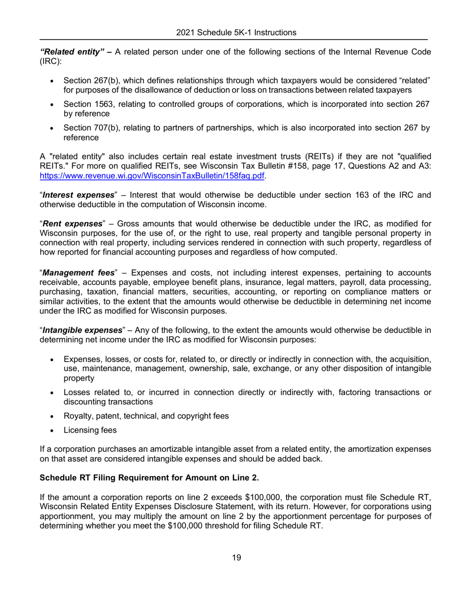 Instructions for Form IC-056 Schedule 5K-1 Tax-Option (S) Corporation Shareholders Share of Income, Deductions, Credits, Etc. - Wisconsin, Page 20