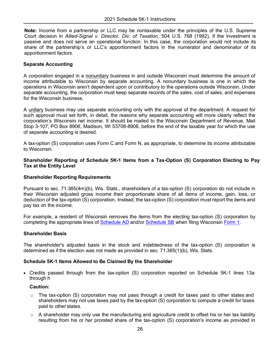 Instructions for Form IC-056 Schedule 5K-1 Tax-Option (S) Corporation Shareholders Share of Income, Deductions, Credits, Etc. - Wisconsin, Page 27
