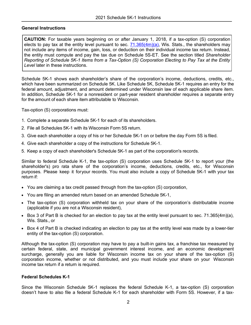 Instructions for Form IC-056 Schedule 5K-1 Tax-Option (S) Corporation Shareholders Share of Income, Deductions, Credits, Etc. - Wisconsin, Page 3