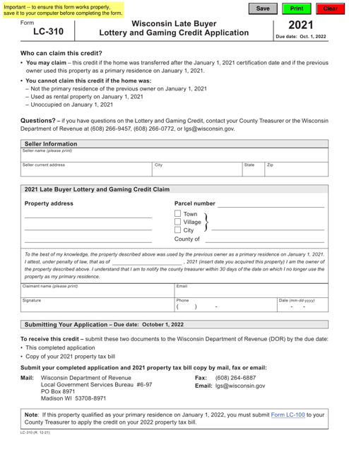 Form LC-310 2021 Printable Pdf