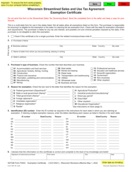 Document preview: Form S-211-SST Wisconsin Streamlined Sales and Use Tax Agreement Exemption Certificate - Wisconsin