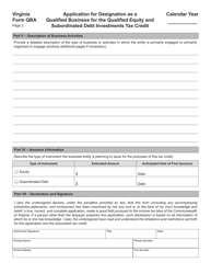 Form QBA Application for Designation as a Qualified Business for the Qualified Equity and Subordinated Debt Investments Tax Credit - Virginia, Page 2