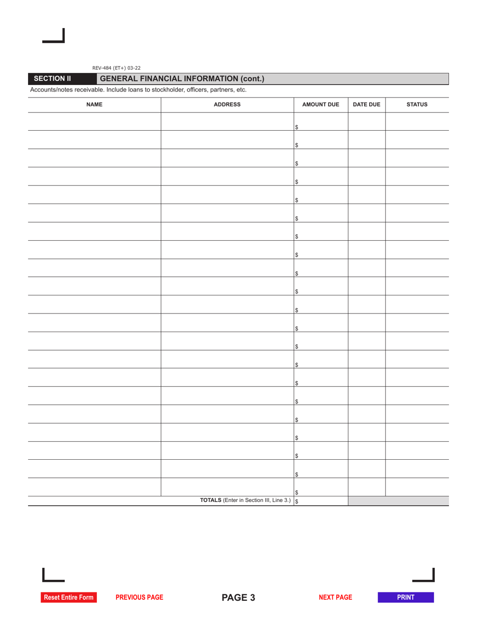 Form REV-484 Download Fillable PDF or Fill Online Statement of ...