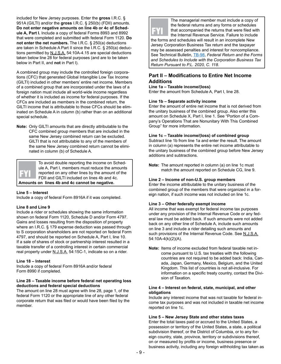 Instructions for Form CBT-100U New Jersey Corporation Business Tax Unitary Return - New Jersey, Page 10